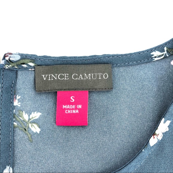 Vince Camuto Blue Floral Print Bell Sleeve Blouse - Picture 3 of 5